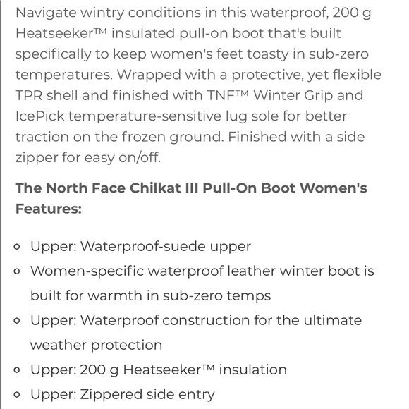 🚫SOLD🚫 🆕 the north face chilkat pull on boot brown size 6 - Picture 2 of 7